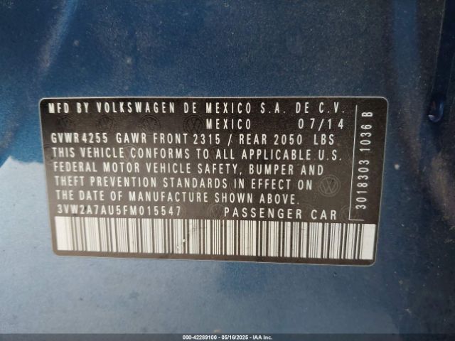 3VW2A7AU5FM015547 Volkswagen Golf Tdi S 4-door