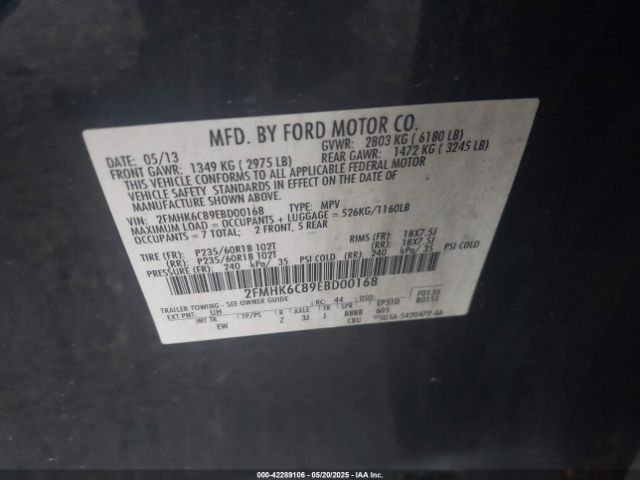 2FMHK6C89EBD00168 Ford FLEX SEL