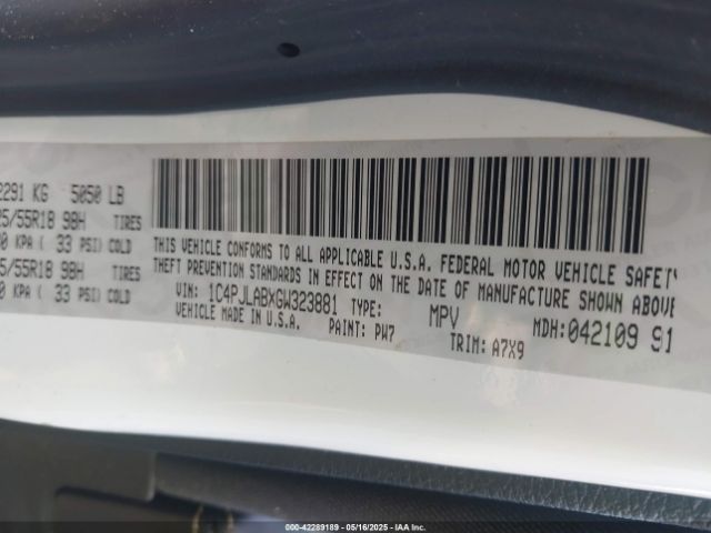 1C4PJLABXGW323881 Jeep Cherokee Altitude