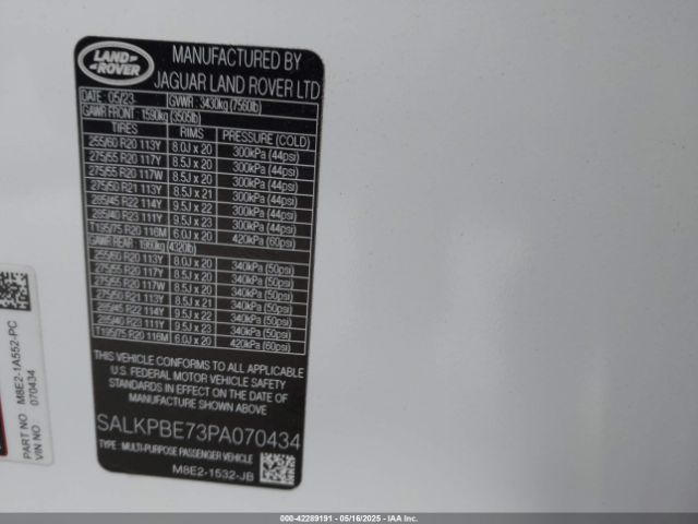 SALKPBE73PA070434 Land Rover Range Rover P530 Se