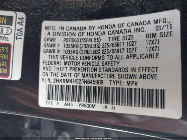 2HKRM4H52FH645909 Honda CR-V EX