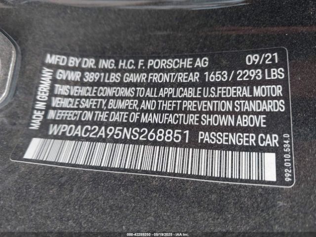 2022 PORSCHE 911 WP0AC2A95NS268851 Photo 8