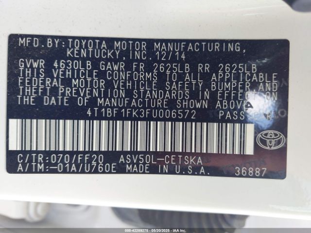 4T1BF1FK3FU006572 Toyota CAMRY SE