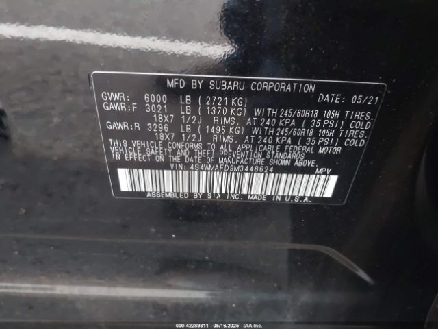 2021 SUBARU ASCENT 4S4WMAFD9M3448624 Photo 8