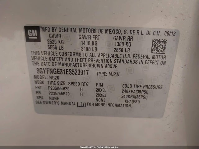 2014 CADILLAC SRX 3GYFNGE31ES523917 Photo 8