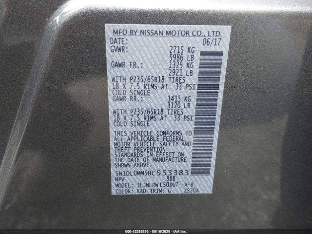 5N1DL0MM5HC553383 Infiniti QX60