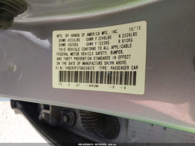 1HGCR2F37GA038072 Honda ACCORD LX