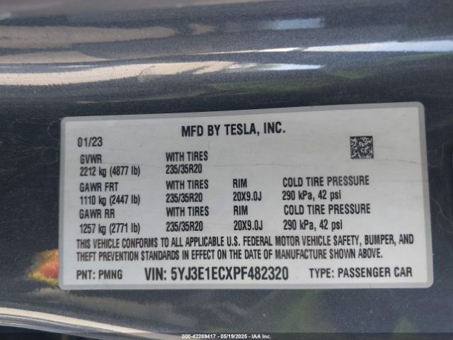 2023 TESLA MODEL 3 5YJ3E1ECXPF482320 Photo 8