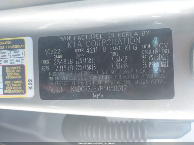 KNDCR3LE7P5058017 KIA Niro Ex Touring