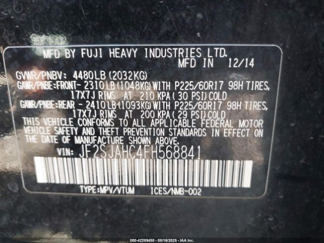 JF2SJAHC4FH568841 Subaru Forester 2.5i Limited
