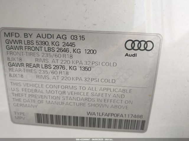 2015 AUDI Q5 WA1LFAFP0FA117466 Photo 8