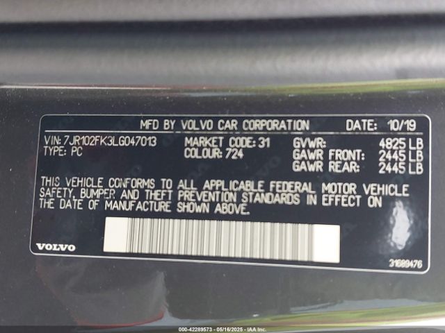 2020 VOLVO S60 7JR102FK3LG047013 Photo 8