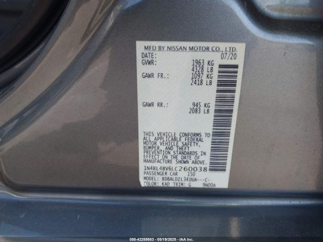 1N4BL4BV6LC260038 Nissan Altima S Fwd