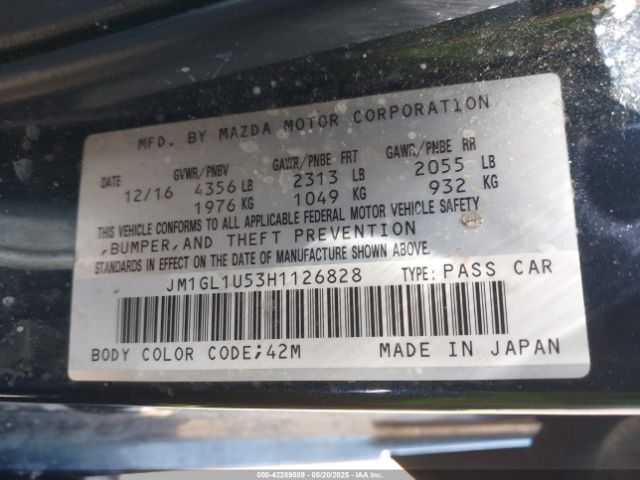JM1GL1U53H1126828 Mazda Mazda6 Sport