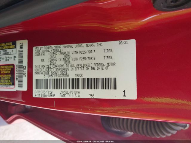 2021 TOYOTA TUNDRA 5TFDY5F15MX035556 Photo 8