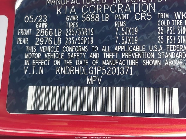 KNDRHDLG1P5201371 KIA Sorento Hybrid Ex