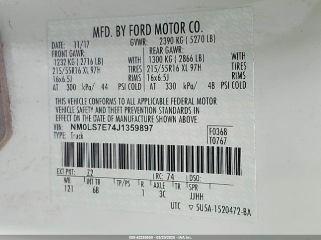 NM0LS7E74J1359897 Ford Transit Connect Xl