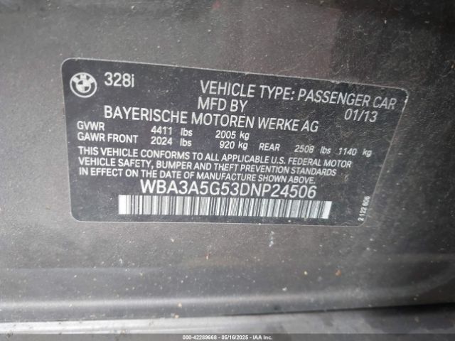 2013 BMW 328I WBA3A5G53DNP24506 Photo 8