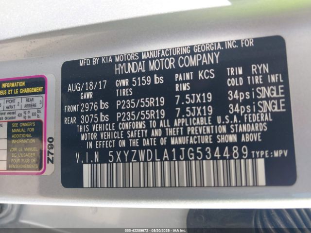 2018 HYUNDAI SANTA FE SPORT 5XYZWDLA1JG534489 Photo 8