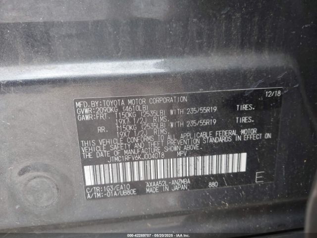 JTMC1RFV6KJ004018 Toyota Rav4 Xle Premium