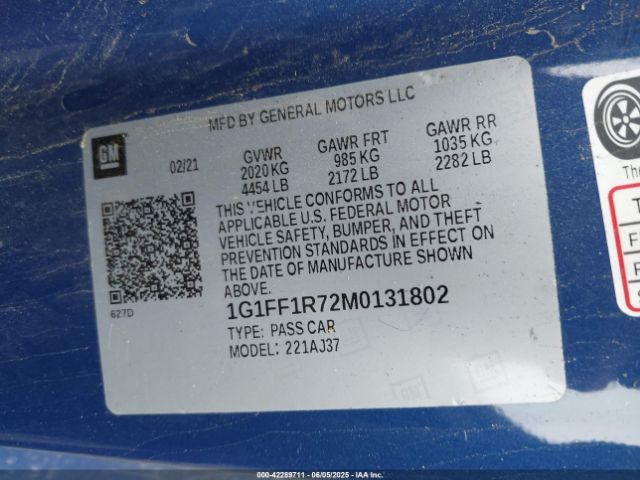 2021 CHEVROLET CAMARO 1G1FF1R72M0131802 Photo 8