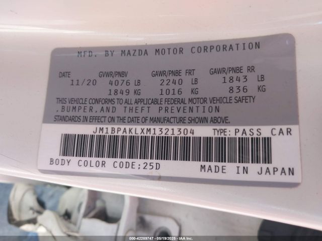 2021 MAZDA MAZDA3 JM1BPAKLXM1321304 Photo 8