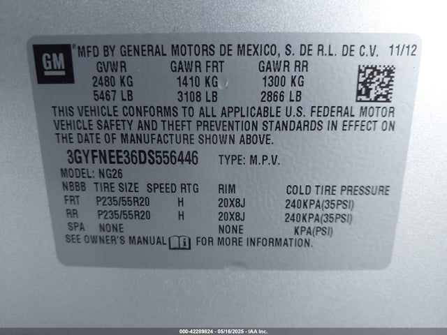 2013 CADILLAC SRX 3GYFNEE36DS556446 Photo 8