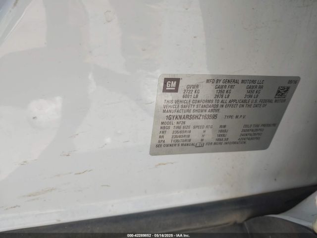 1GYKNARS6HZ163595 Cadillac Xt5 Standard