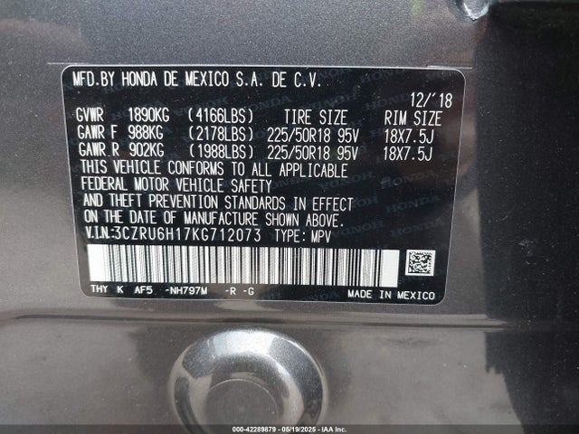 3CZRU6H17KG712073 Honda r18z9