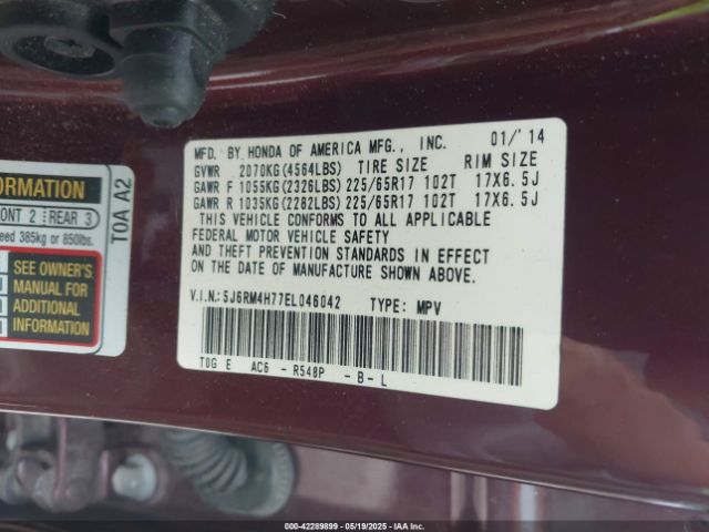 5J6RM4H77EL046042 Honda Cr-v Ex-l