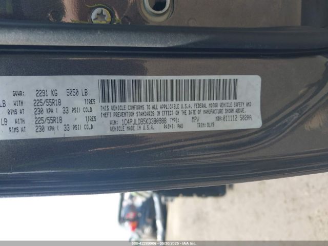 1C4PJLDB5KD380988 Jeep Cherokee Limited Fwd