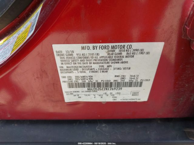 2019 FORD ECOSPORT MAJ3S2GE2KC269239 Photo 8