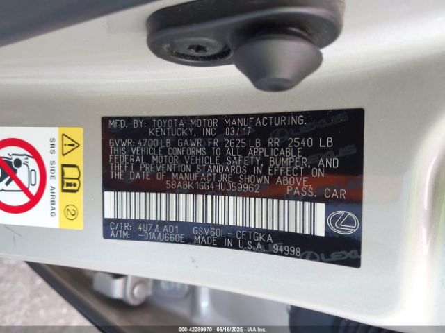 58ABK1GG4HU059962 Lexus 2gr-fe