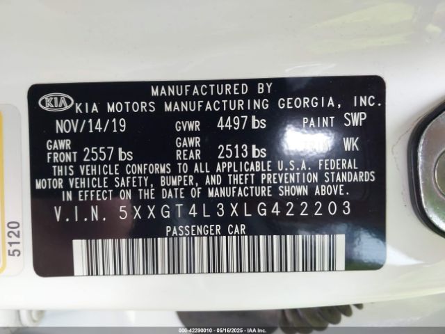 2020 KIA OPTIMA 5XXGT4L3XLG422203 Photo 8