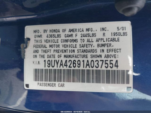 2001 ACURA CL 19UYA42691A037554 Photo 8