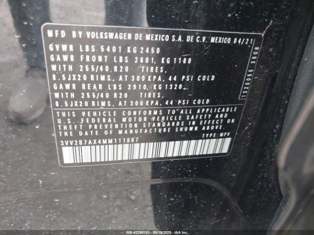 2021 VOLKSWAGEN TIGUAN 3VV2B7AX4MM111887 Photo 8