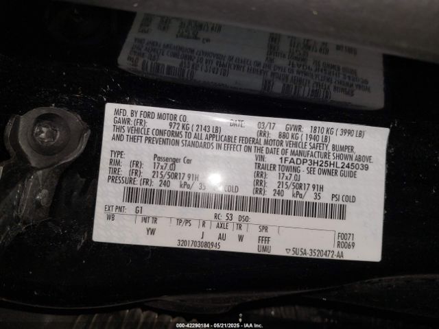 2017 FORD FOCUS 1FADP3H25HL245039 Photo 8