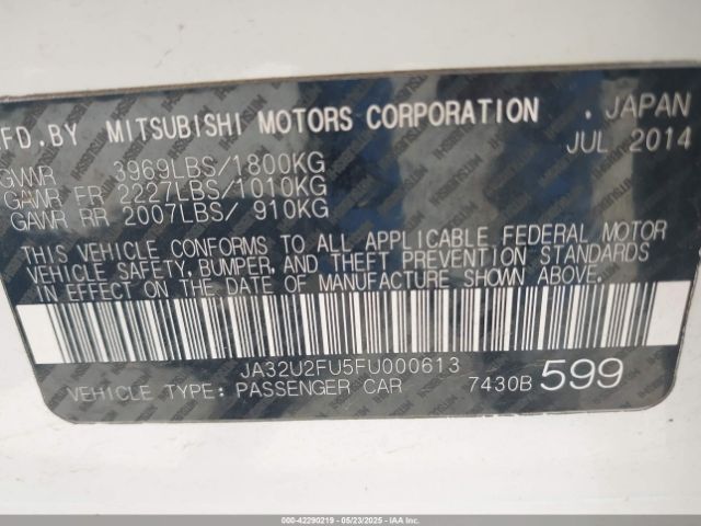 JA32U2FU5FU000613 Mitsubishi LANCER ES