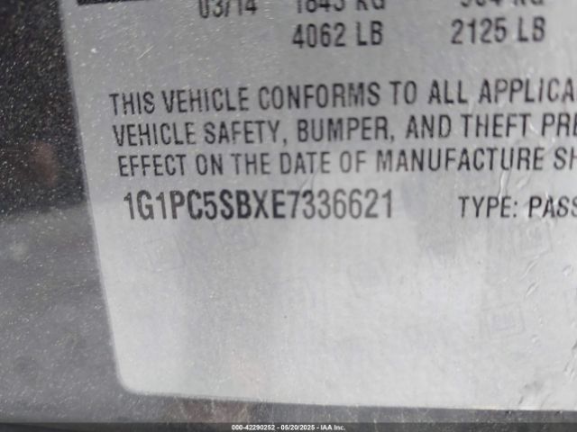 1G1PC5SBXE7336621 Chevrolet Cruze 1lt Auto
