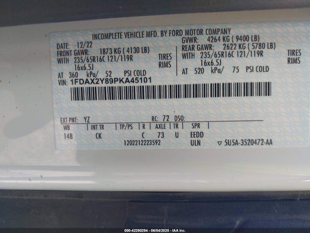 1FDAX2Y89PKA45101 Ford Transit-350 Passenger Van Xlt
