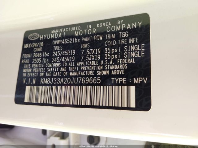 KM8J33A20JU769665 Hyundai Tucson Value
