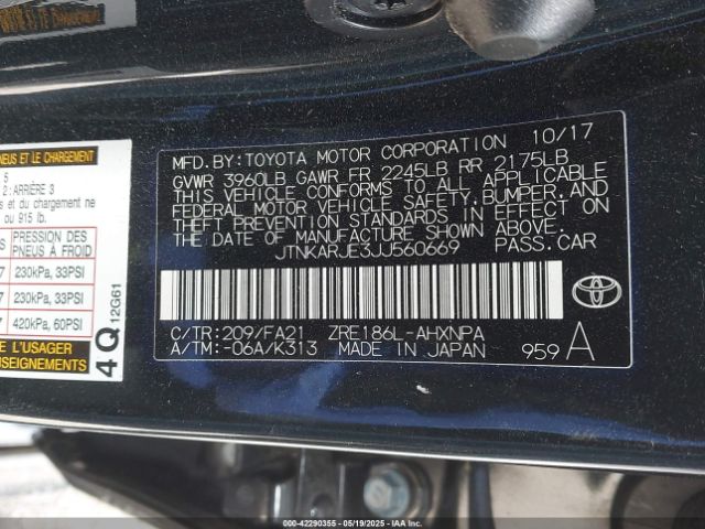 JTNKARJE3JJ560669 Toyota COROLLA IM