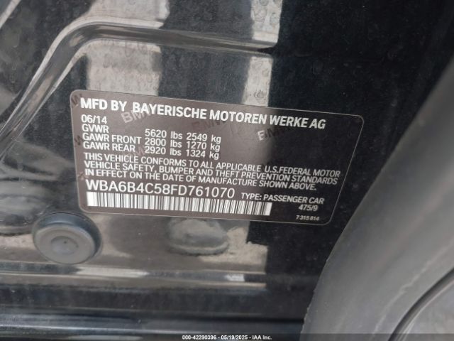 2015 BMW 650I GRAN COUPE WBA6B4C58FD761070 Photo 8