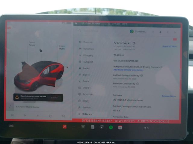 5YJ3E1EB4NF165427 Tesla Model 3 Long Range Dual Motor All-wheel Drive