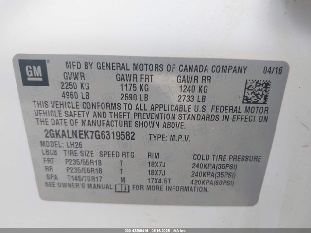 2GKALNEK7G6319582 GMC Terrain Sle-2