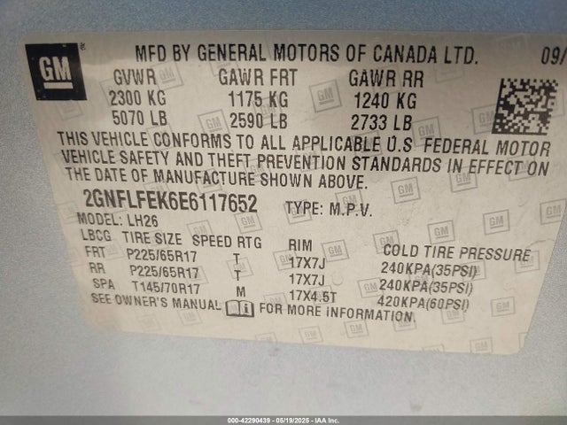 Chevrolet EQUINOX 1LT 2014 2GNFLFEK6E6117652 Image 9