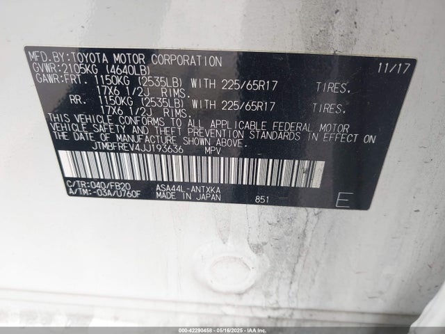 Toyota RAV4 LE 2018 JTMBFREV4JJ193636 Image 9