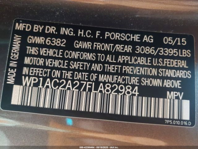 2015 PORSCHE CAYENNE WP1AC2A27FLA82984 Photo 8