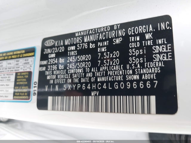 5XYP64HC4LG096667 KIA gdi lambda-ii
