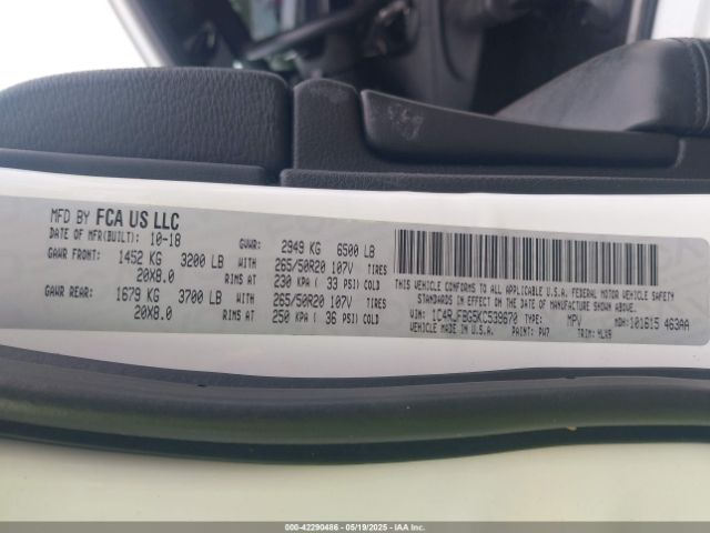 1C4RJFBG5KC539670 Jeep Grand Cherokee Limited X 4x4